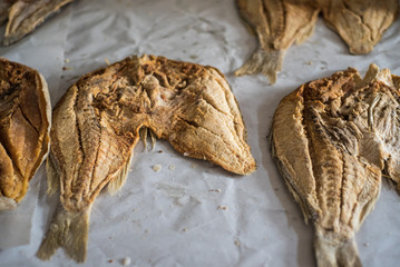 Traditional salted fish in African market