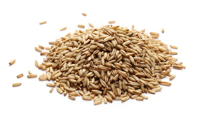 Peeled oat grains isolated on white background