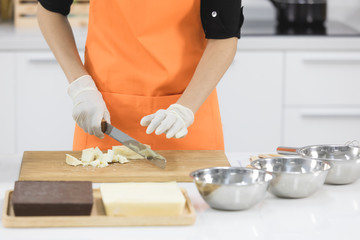 Woman making chocolate