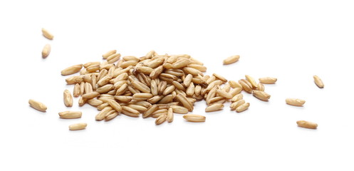 Peeled oat grains isolated on white background