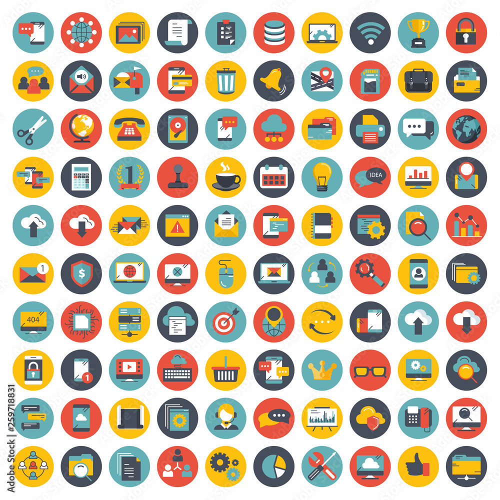 Canvas Prints business, management and technology icon set for websites and mobile applications. flat vector illus