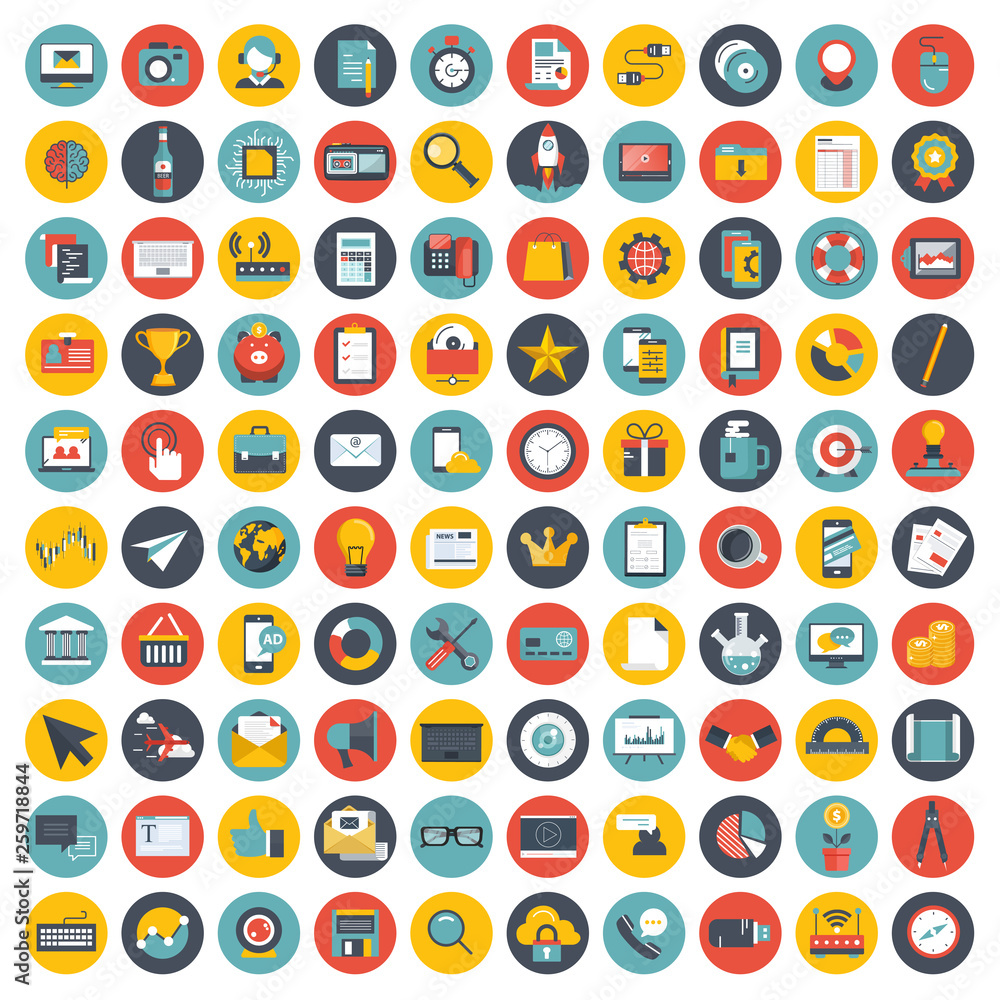 Canvas Prints business, management and technology icon set for websites and mobile applications. flat vector illus