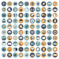 Business, management, finances and technology icon set for websites and mobile applications. Flat vector illustration