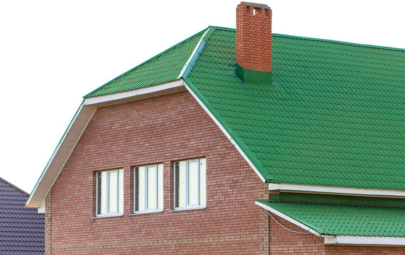 Green roof on a brick house