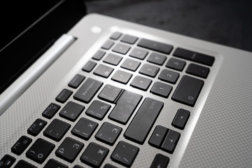 Close up of keyboard of a modern laptop