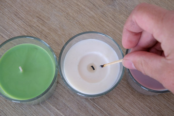 Scented multicoloured candles