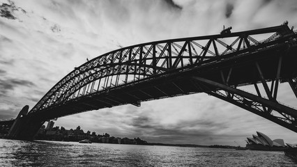 Sydney Bridge Wide Angle Black and White