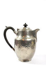 Vintage Metal Ornate Tea Pot on White Background