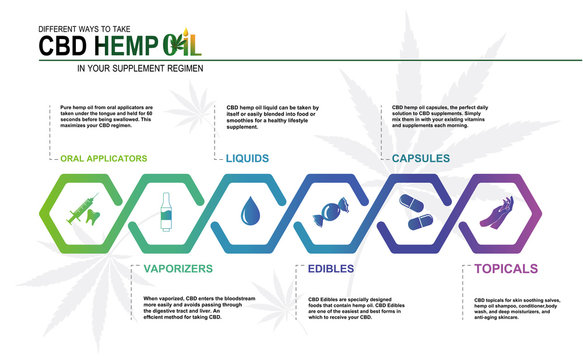 CBD Hemp Oil In Your Supplement Regimen,vector Infographic Icon On White Background And Poster.