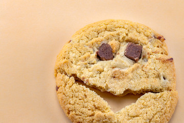funny happy smiling chocolate cookie face, sweet sugar