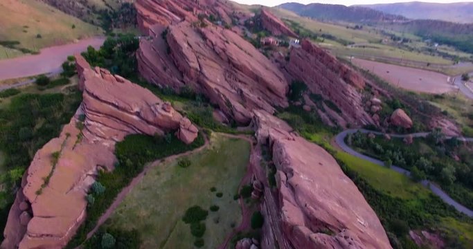 Aerial Pan Up Over Red Rocks Colorado Drone 4K