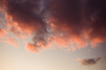 Fototapeta na wymiar Purple clouds at sunset