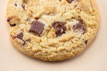 chocolate cookie close up background with copy space