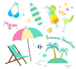 Summer vacation icon set -Beach image-