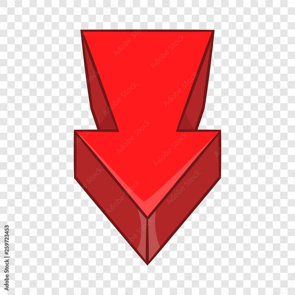 Poster red arrow icon in cartoon style on a background for any web design