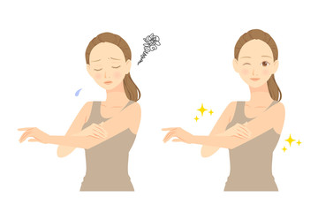 スキンケア　腕を気にする女性　before　after　01