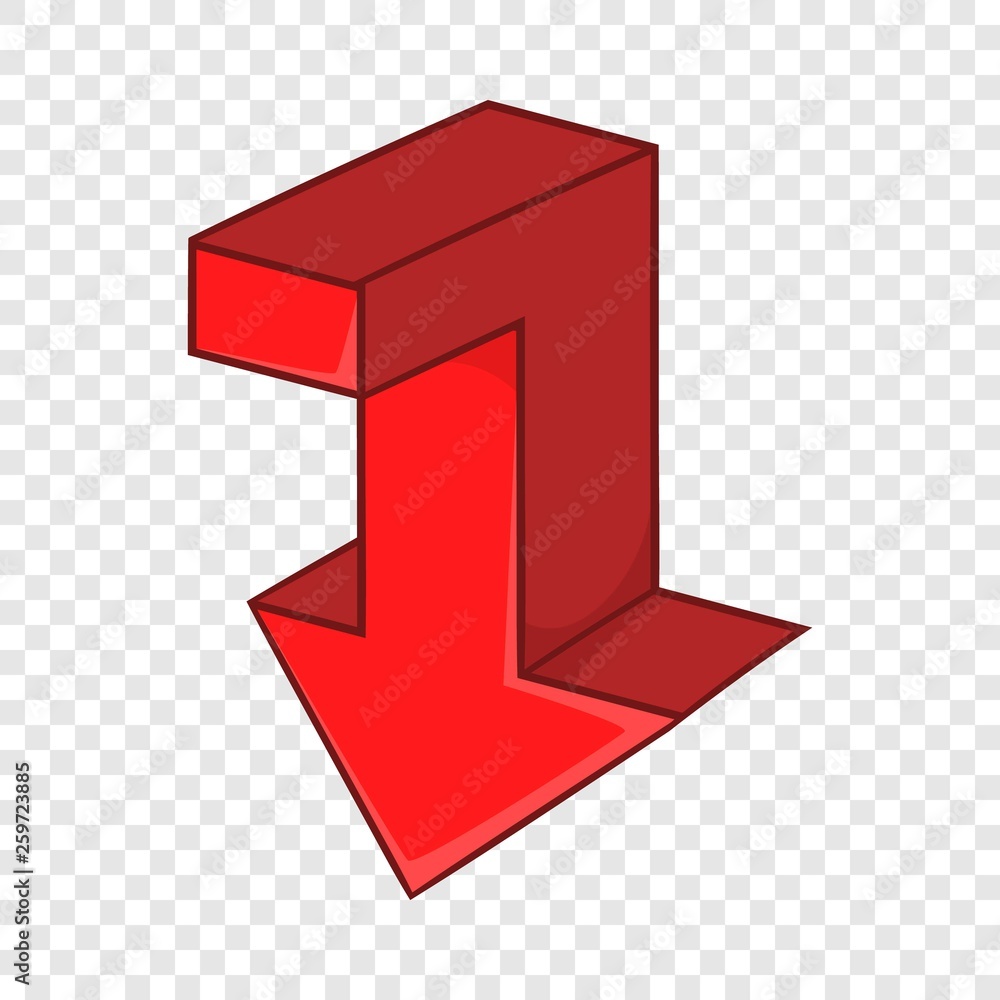 Poster red arrow icon in cartoon style on a background for any web design