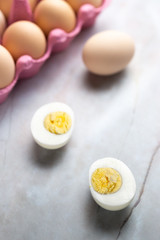 Eggs cooked on marble table