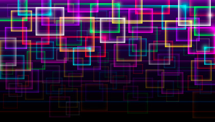 Abstract background with multicolor bright neon cquares