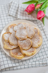 Home made sweet pancakes with sugar 
