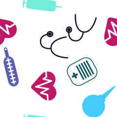 Medical elements seamless pattern vector