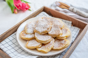 Home made sweet pancakes with sugar 