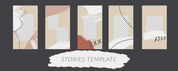 Trendy stories design template for social media. Fashion brand promotion on web app