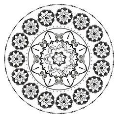 Circular pattern in form of mandala for henna. Mehndi.