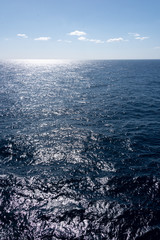 Panoramic view of the Mediterranean sea from the deck of the cruise ship