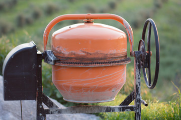 View of on-site concrete mixer
