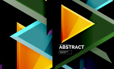 Triangular low poly background design, multicolored triangles