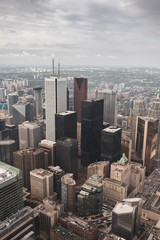 Fototapeta premium Toronto skyscrapers on a cloudy day, photography taken from CN Tower