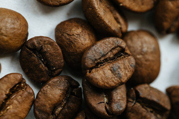 coffee beans on wooden background