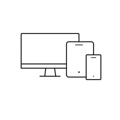 Computer and gadgets, line icon