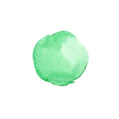 Abstract Watercolor green hand painted circle. Beautiful  element for design. Color background