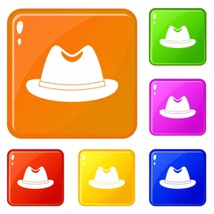 Man hat icons set collection vector 6 color isolated on white background