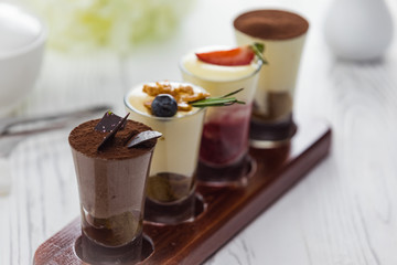 Sweet chocolate cream alcohol cocktails on a table
