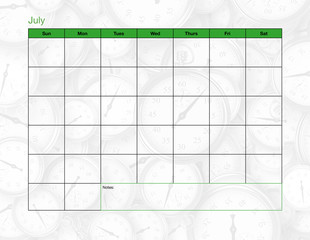 July Blank Calendar