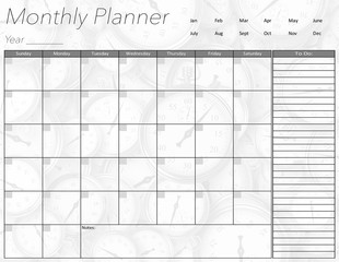Monthly Planner With Time Background