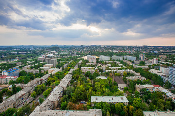 Fototapeta na wymiar Panorama of the city of Donetsk from a great height