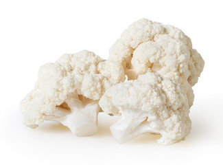 Cauliflowers isolated on white background with clipping path