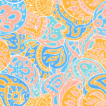 Vintage seamless pattern. vector paisley print. Traditional ethnic ornament. Asian motifs for fashion, interior, cover, textile, wrapping, scrapbook, background. Boho style