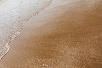 wet sand beach background and sea water