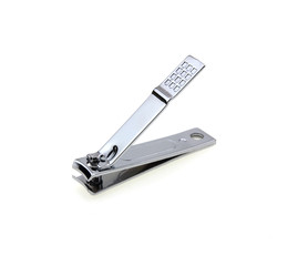 Stainless steel nail clippers isolated on a white background