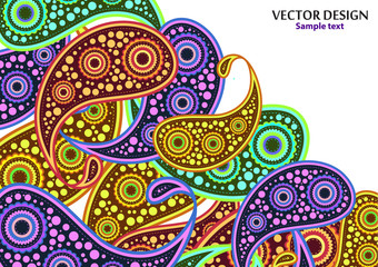 Vertical paisley pattern. Packing print. Floral ornament, for fabric, textile, cards, wrapping paper, wallpaper pattern. Ornamental border. Decorative motif. Vector illustration