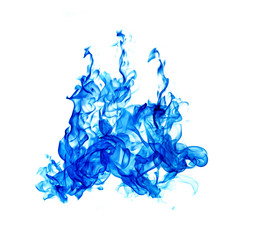 blue flames isolated on white background with clipping part