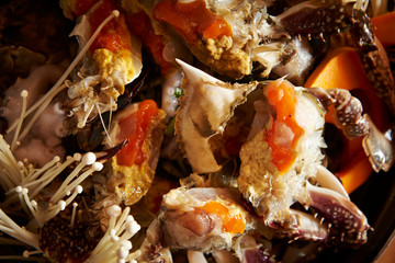 Korean fresh raw crab hot pot