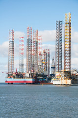 Fototapeta na wymiar Offshore oil rigs in for repair 