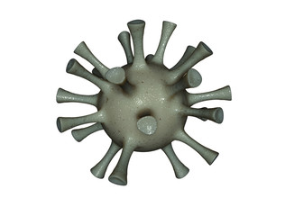 Human virus cell close up isolated on white background. 3d illustration