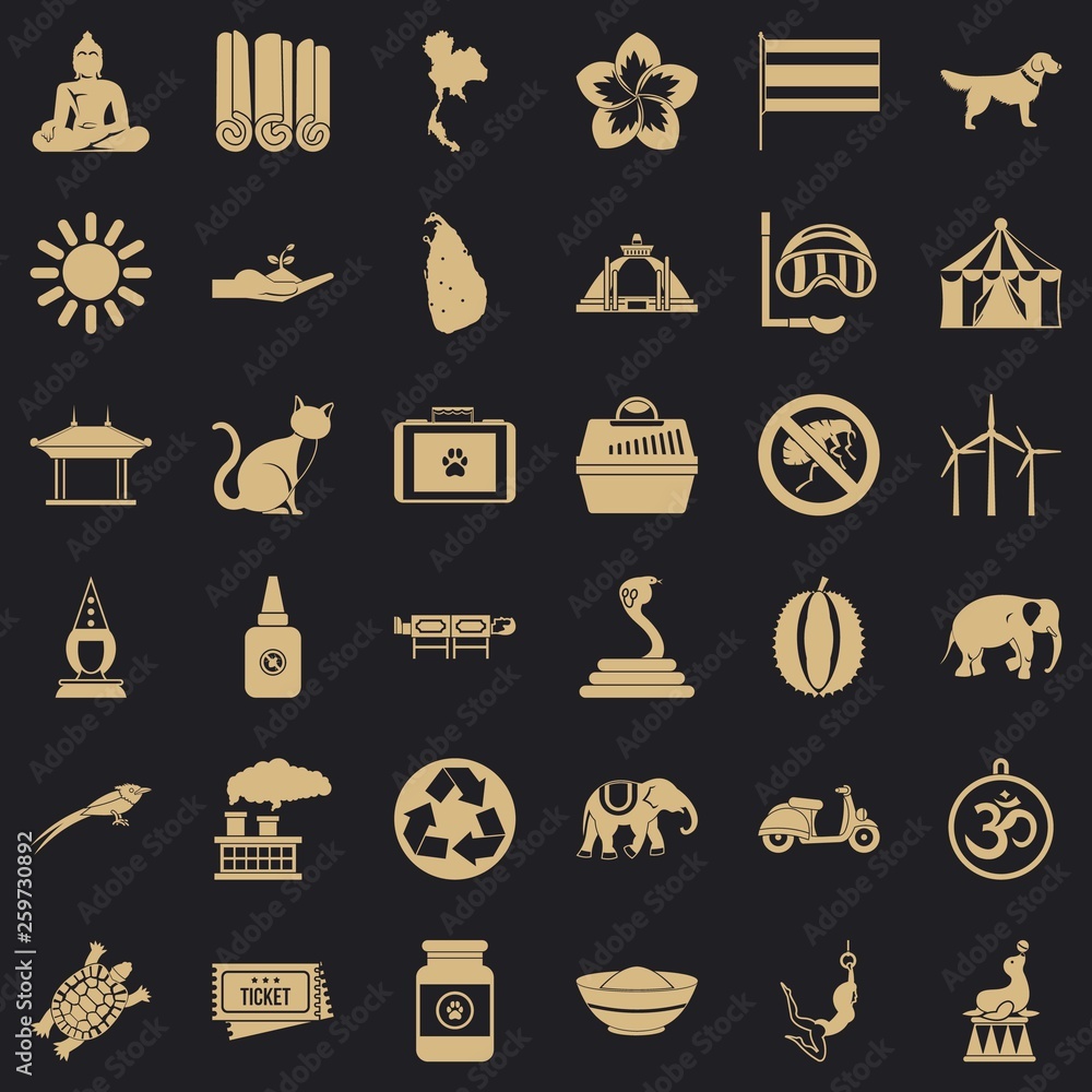 Aufkleber circus elephant icons set. simple style of 36 circus elephant vector icons for web for any design